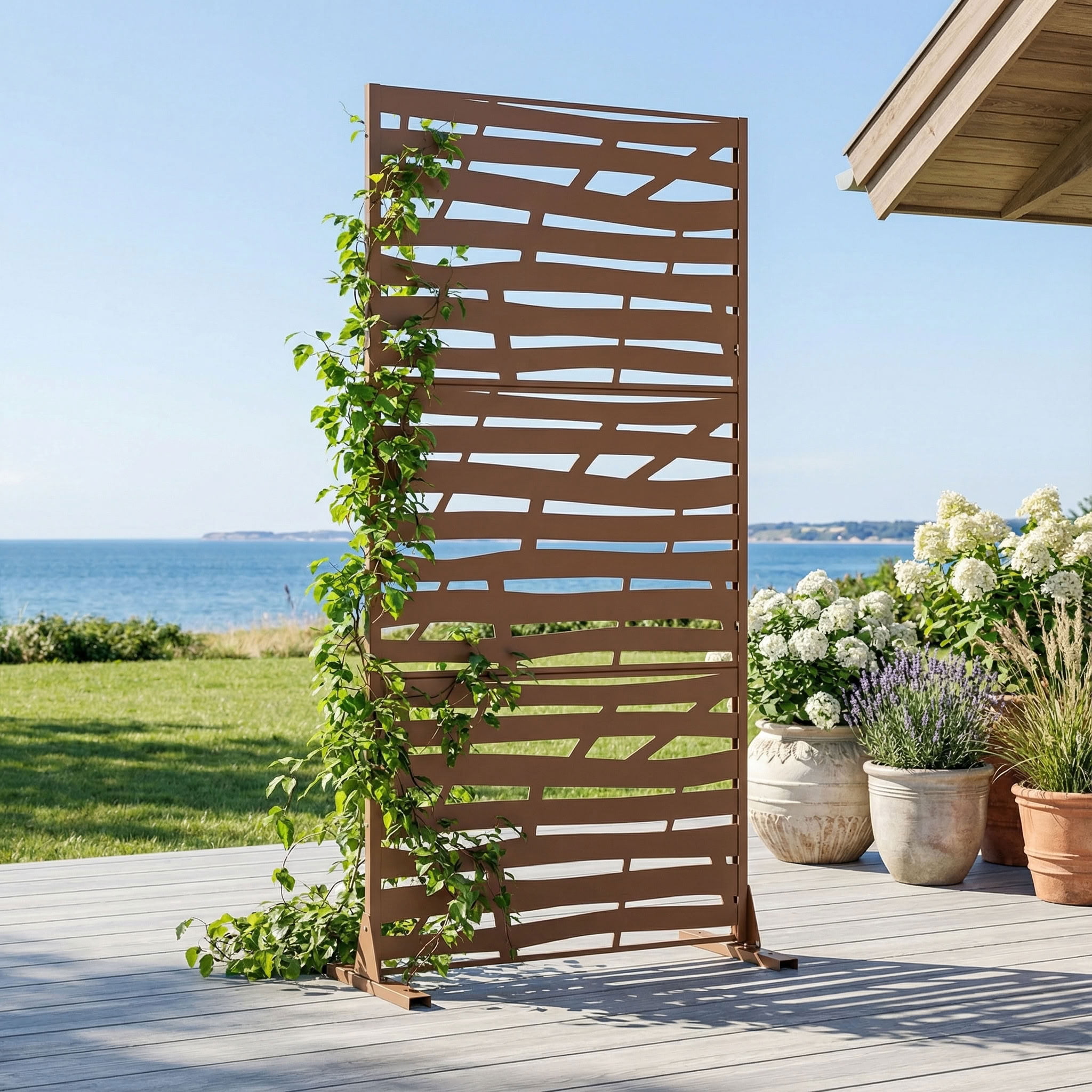 MAYEERTY 72*35in Outdoor Privacy Screen, Rust Resistant Metal Privacy Fence, Patio Deck Privacy Panel for Balcony, Garden
