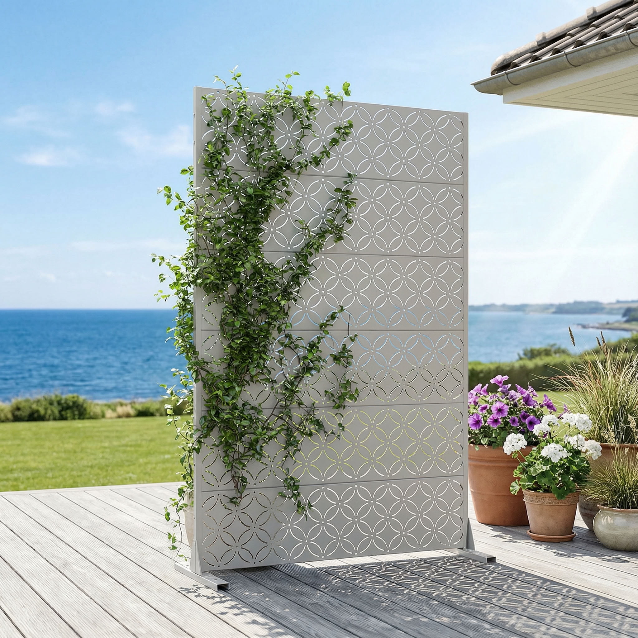MAYEERTY 72*47in Outdoor Privacy Screen, Heavy Gauge Metal Privacy Fence, Privacy Panel for Patio, Balcony, Garden
