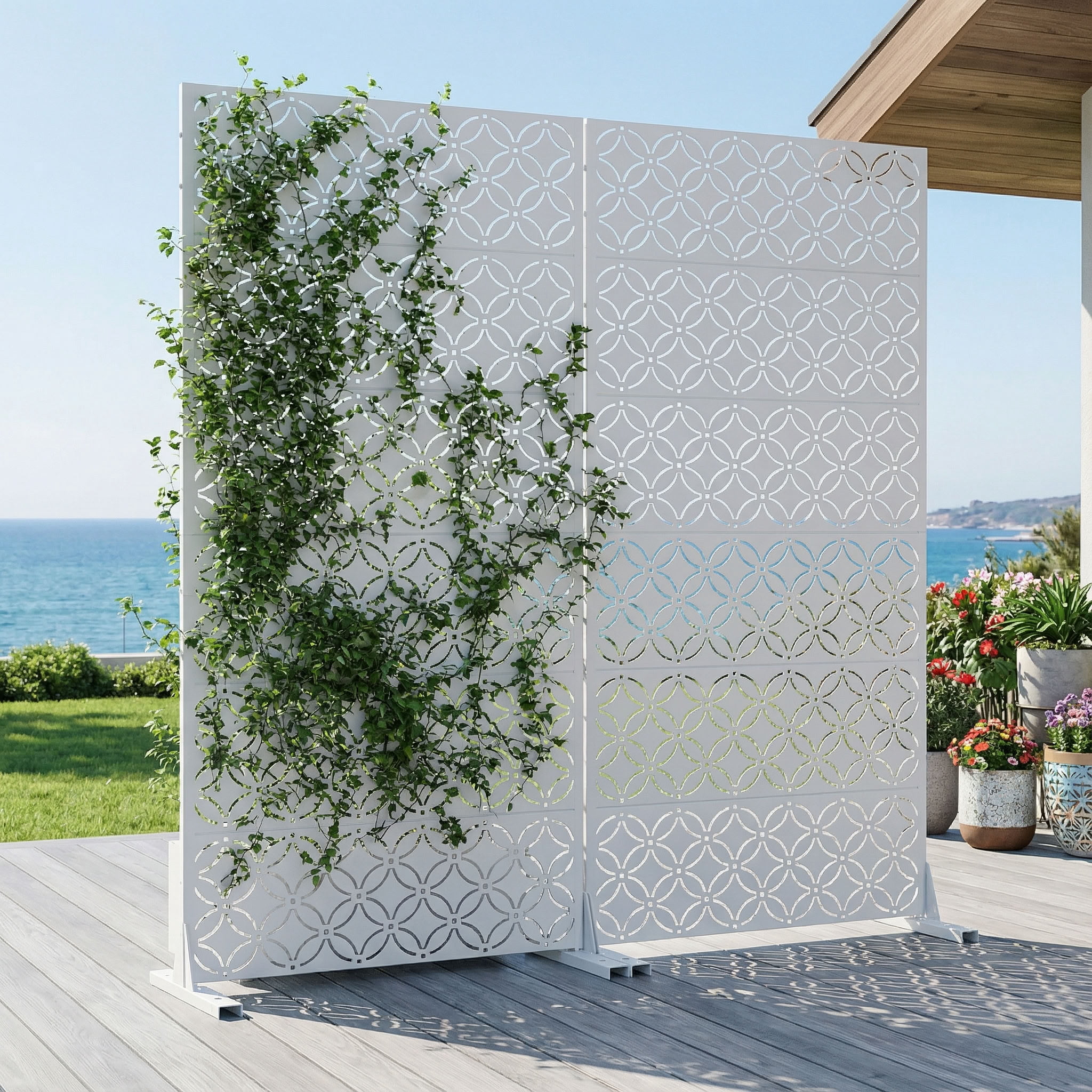 MAYEERTY 72*35in Outdoor Privacy Screen, Metal Privacy Fence, Privacy Panel for Patio, Balcony, Backyard, Garden