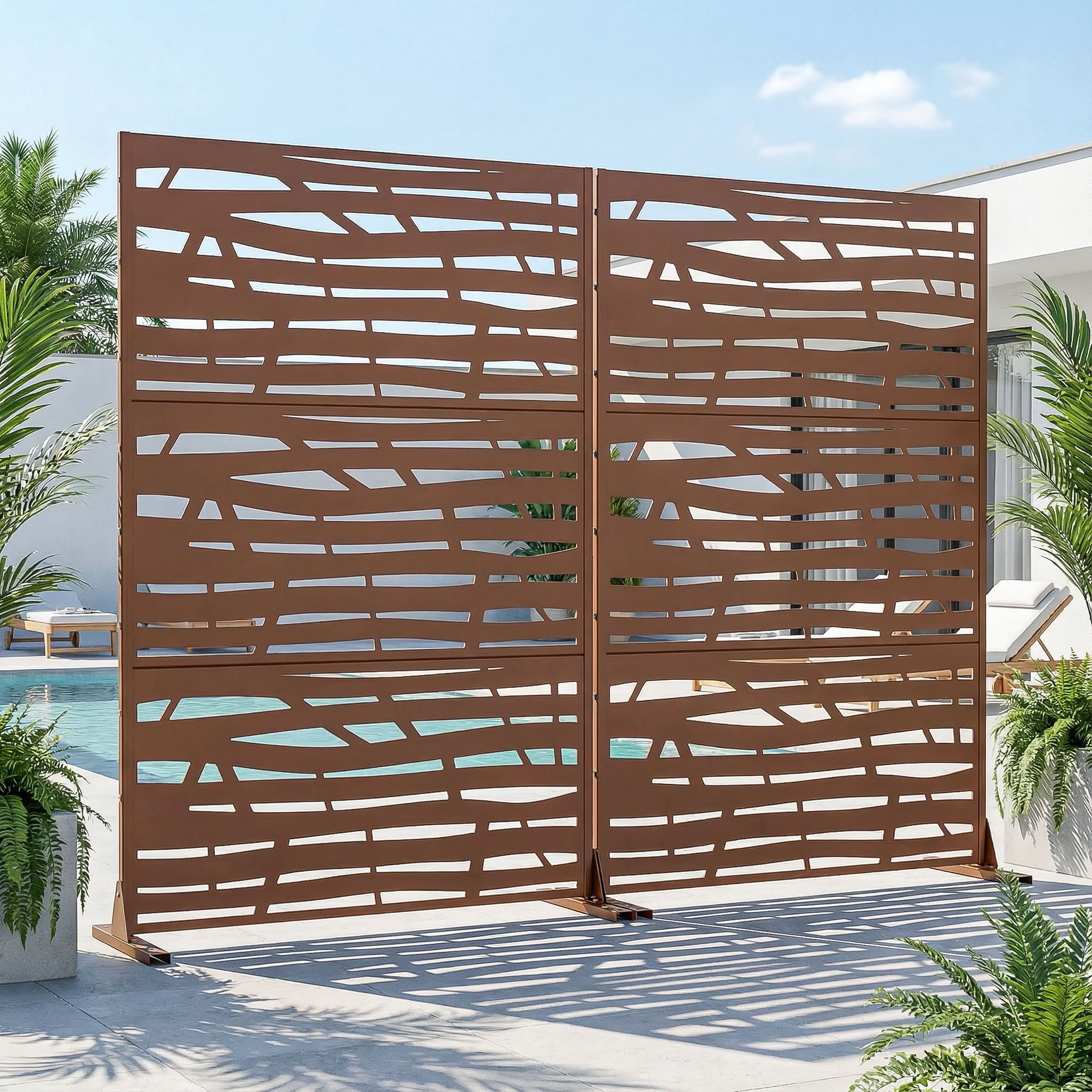 MAYEERTY 72*47in Outdoor Privacy Screen, Pool Metal Privacy Panel, Privacy Divider for Patio, Balcony, Backyard, Garden