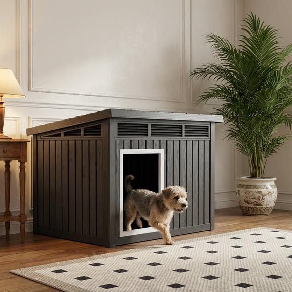 MAYEERTY Outdoor Weather-Resistant Dog House, Easy-Clean Open Roof Pet Shelter for Backyard