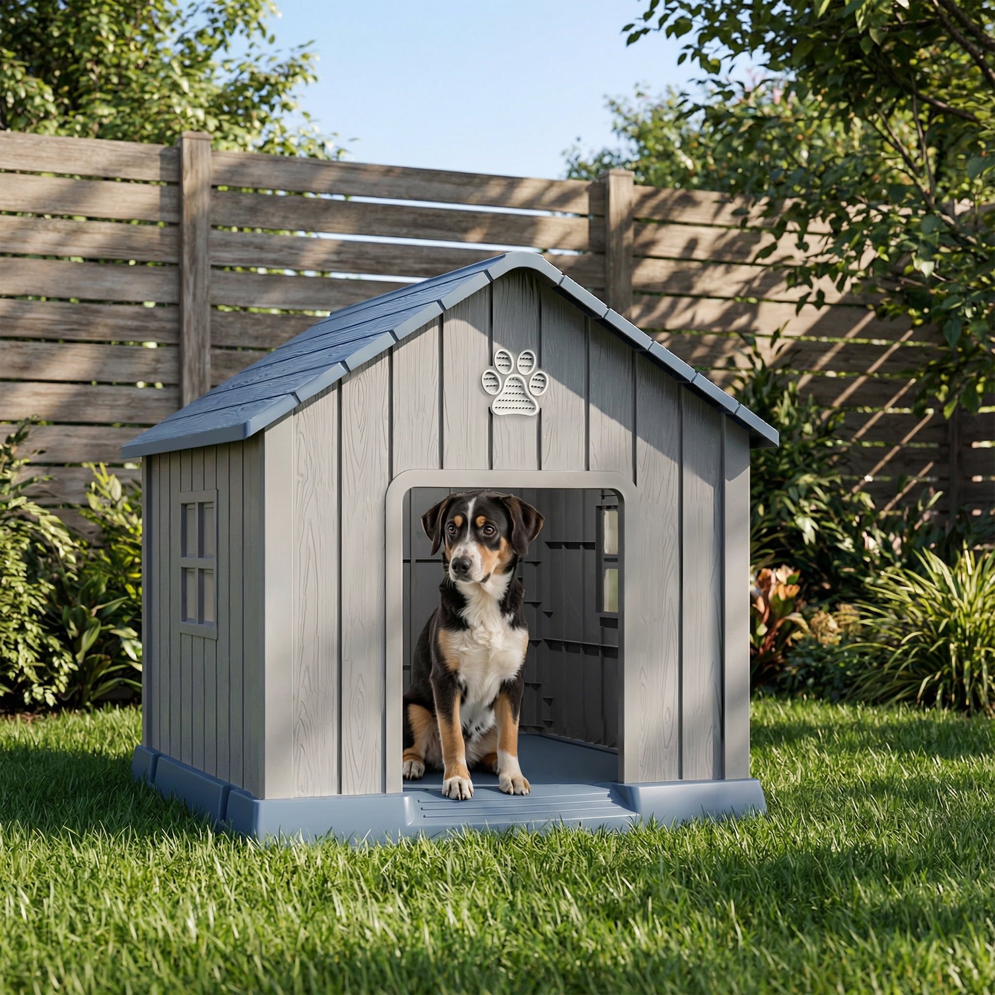 MAYEERTY Outdoor Weatherproof Dog House, Multi-Pet Shelter with Vents