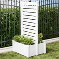 thumbnail image 1 of MAYEERTY Outdoor White PVC Rectangular Planter Box with Trellis for Climbing Plants, Raised Garden Bed, 1 of 12