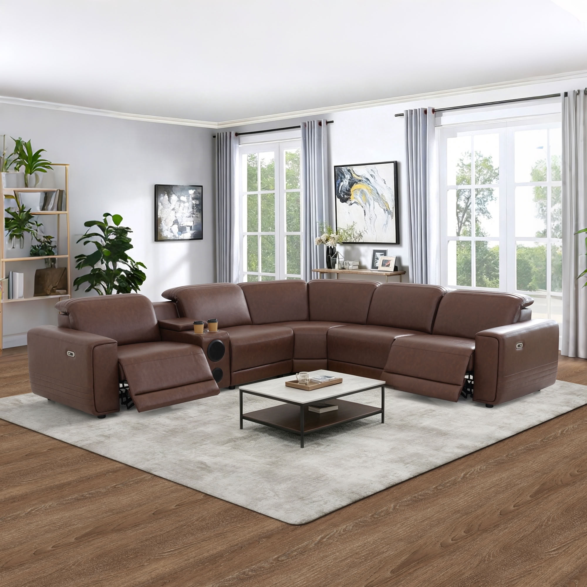 MAYEERTY Oversized Power Recliner Sectional Sofa, L-Shape Modular Couch