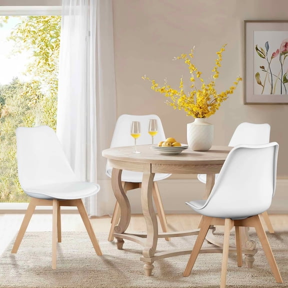 MAYEERTY PU Leather Upholstered Dining Chairs Set of 4 Wood Legs