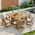 thumbnail image 1 of MAYEERTY Patio Dining Table Set for 6, Outdoor Wooden Patio Furniture Set with Removable Cushions & Umbrella Hole for Pools, 1 of 13