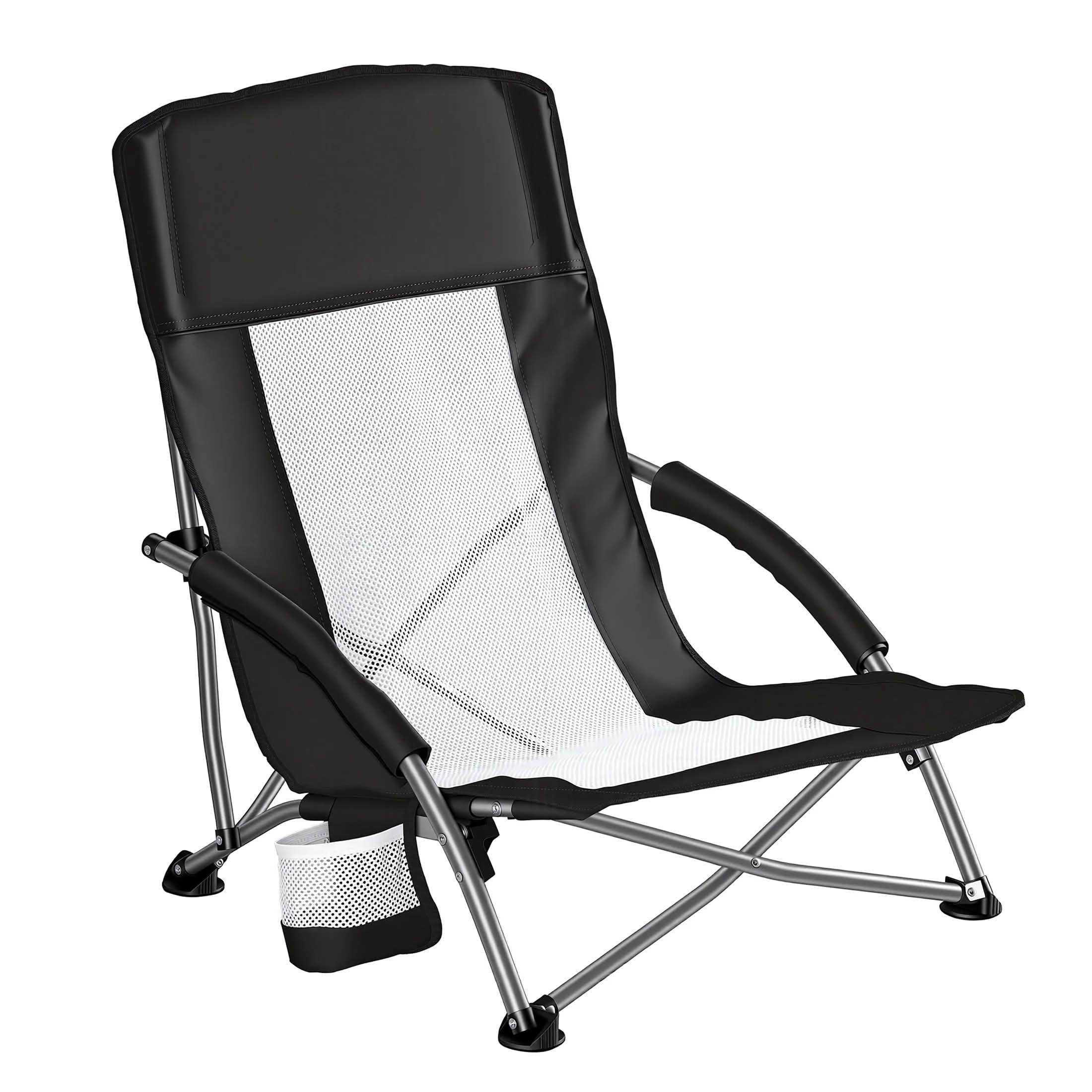 MAYEERTY Portable Folding Camping Chair with Backpack Storage Bag, Breathable Mesh Back Alloy Steel Frame Outdoor Lawn Chair with Cup Holder Side Pockets, Holds 250 LBS