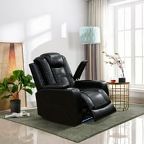 MAYEERTY Power Recliner Chair, Electric Breathable Leather Reclining Chair with USB Charging, Adjustable Backrest for Living Room, Black