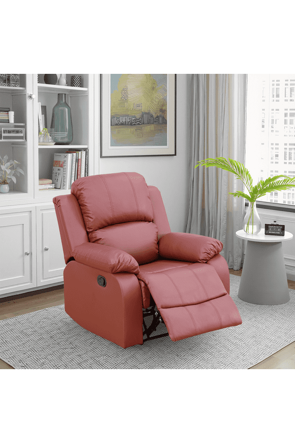 Power Recliner Chair, Electric Leather Reclining Chair with Adjustable Backrest for Living Room, Red