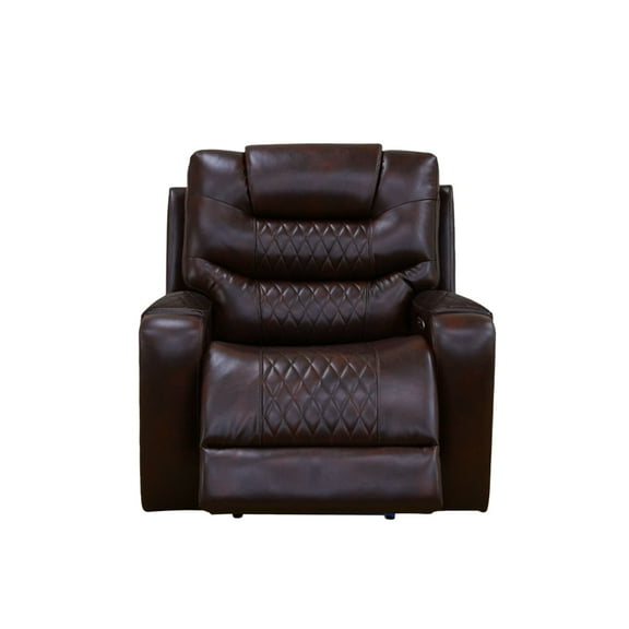 MAYEERTY Power Recliner Chair, Electric Leather Reclining Chair with USB Charging, Adjustable Backrest for Living Room, Brown