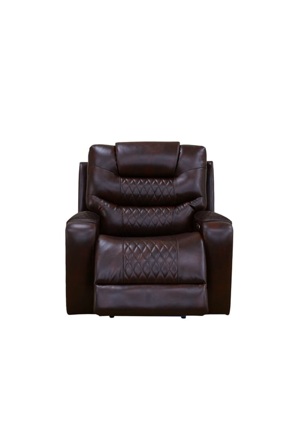 Power Recliner Chair, Electric Leather Reclining Chair with USB Charging, Adjustable Backrest for Living Room, Brown