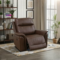 MAYEERTY Power Recliner Chair, Electric Leather Reclining Chair with USB Charging & Adjustable Backrest for Living Room, Reddish Brown