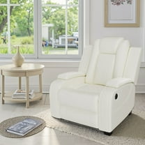 MAYEERTY Power Recliner Chair, Electric Leather Reclining Chair with USB Charging, Storage Armrest & Adjustable Backrest for Living Room, White