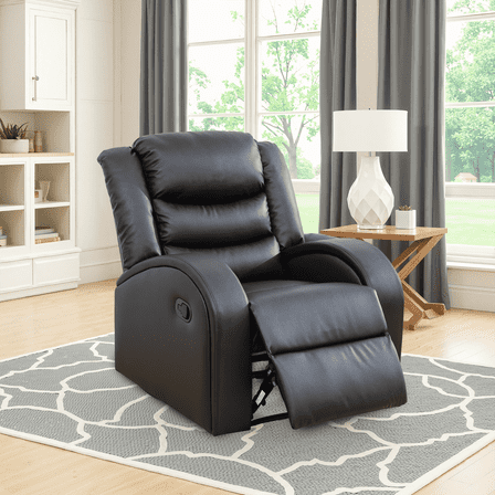 MAYEERTY Power Recliner Sofa, Breathable Leather Reclining Chair for Small Spaces Living Room, Black