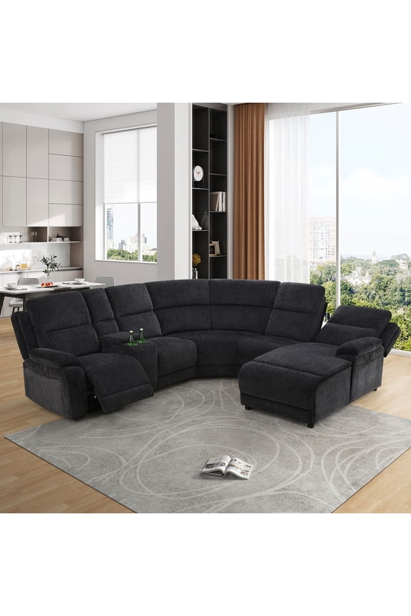 Power Reclining Modular L-Shaped Sectional Sofa with USB & Storage, Plush Fabric for Living Room