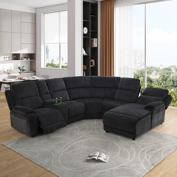 MAYEERTY Power Reclining Modular L-Shaped Sectional Sofa with USB & Storage, Plush Fabric for Living Room
