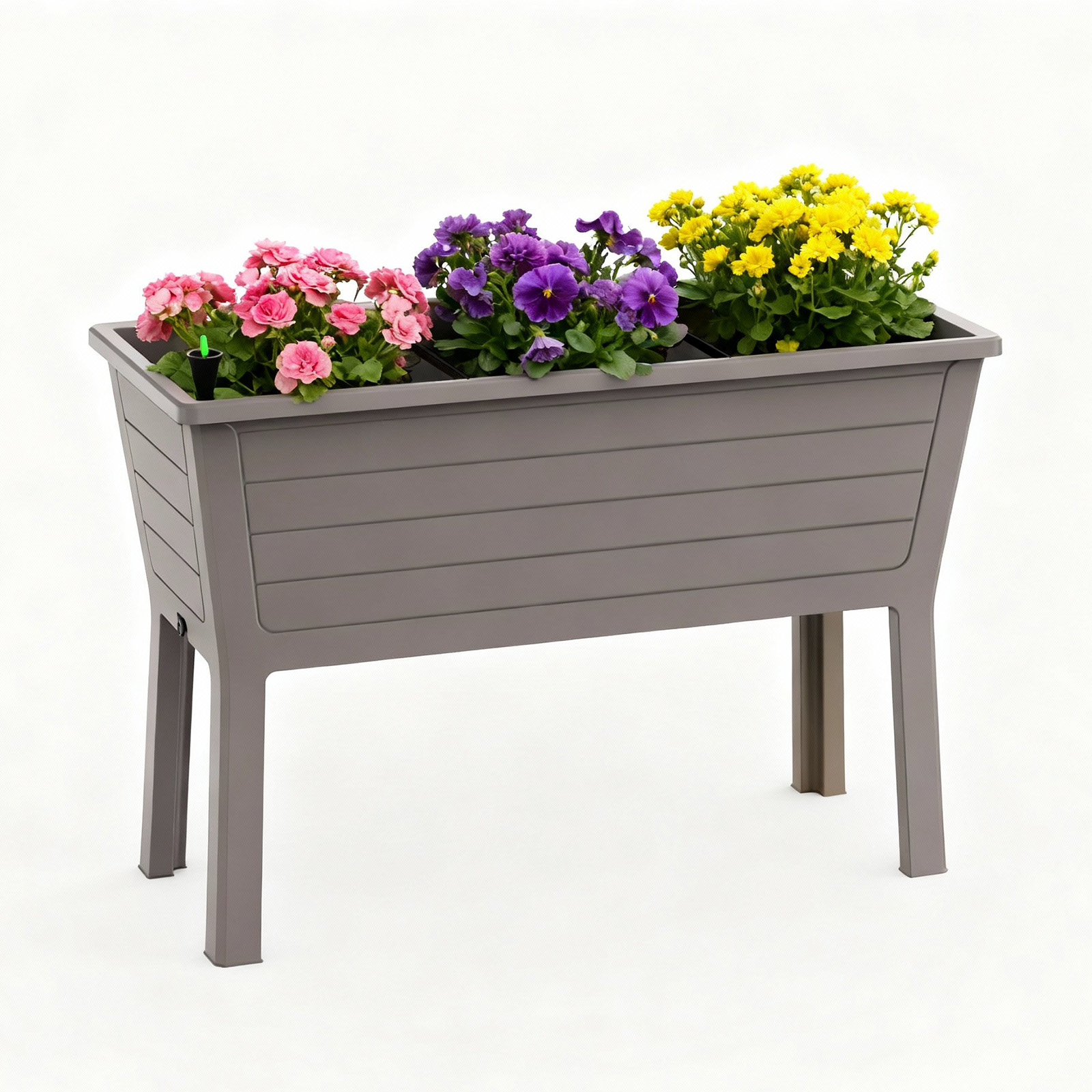 MAYEERTY Raised Garden Bed with Built-In Water Storage, UV-Resistant Planter Box for Patio Balcony Vegetable Flower Garden