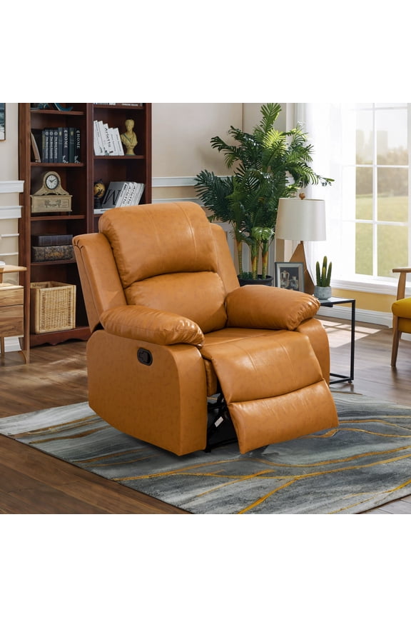 Recliner Chair, Wear-Resistant Breathable Fabric Reclining Chair with Adjustable Backrest for Living Room, Ginger