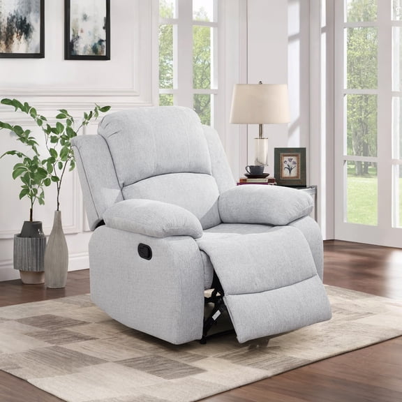 MAYEERTY Recliner Chair, Wear-Resistant Breathable Fabric Reclining Chair with Adjustable Backrest for Living Room, Grey