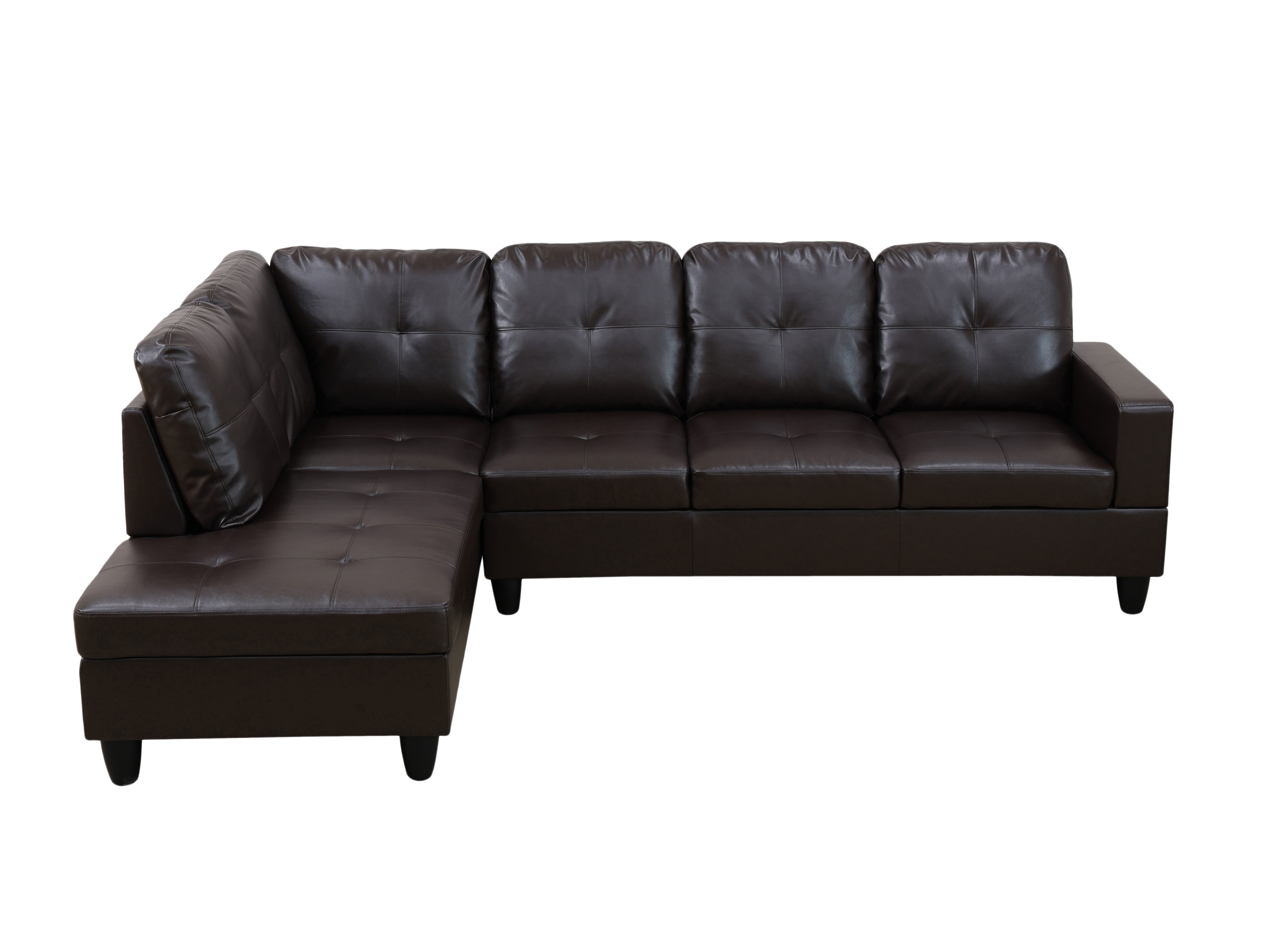 MAYEERTY Reversible L-Shaped Sectional Sofa Set, Breathable Leather Couch with Chaise for Living Room