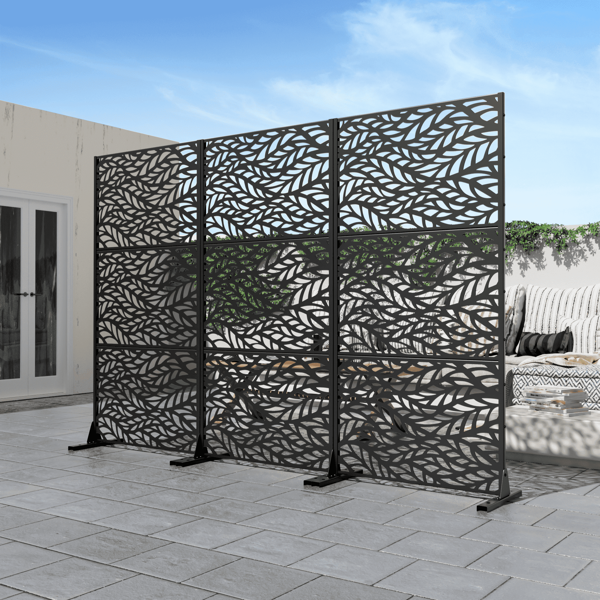 MAYEERTY Privacy Screen Fence, Heavy Duty Fence Privacy Screen Outdoor 72x35x16in 3-Piece Set