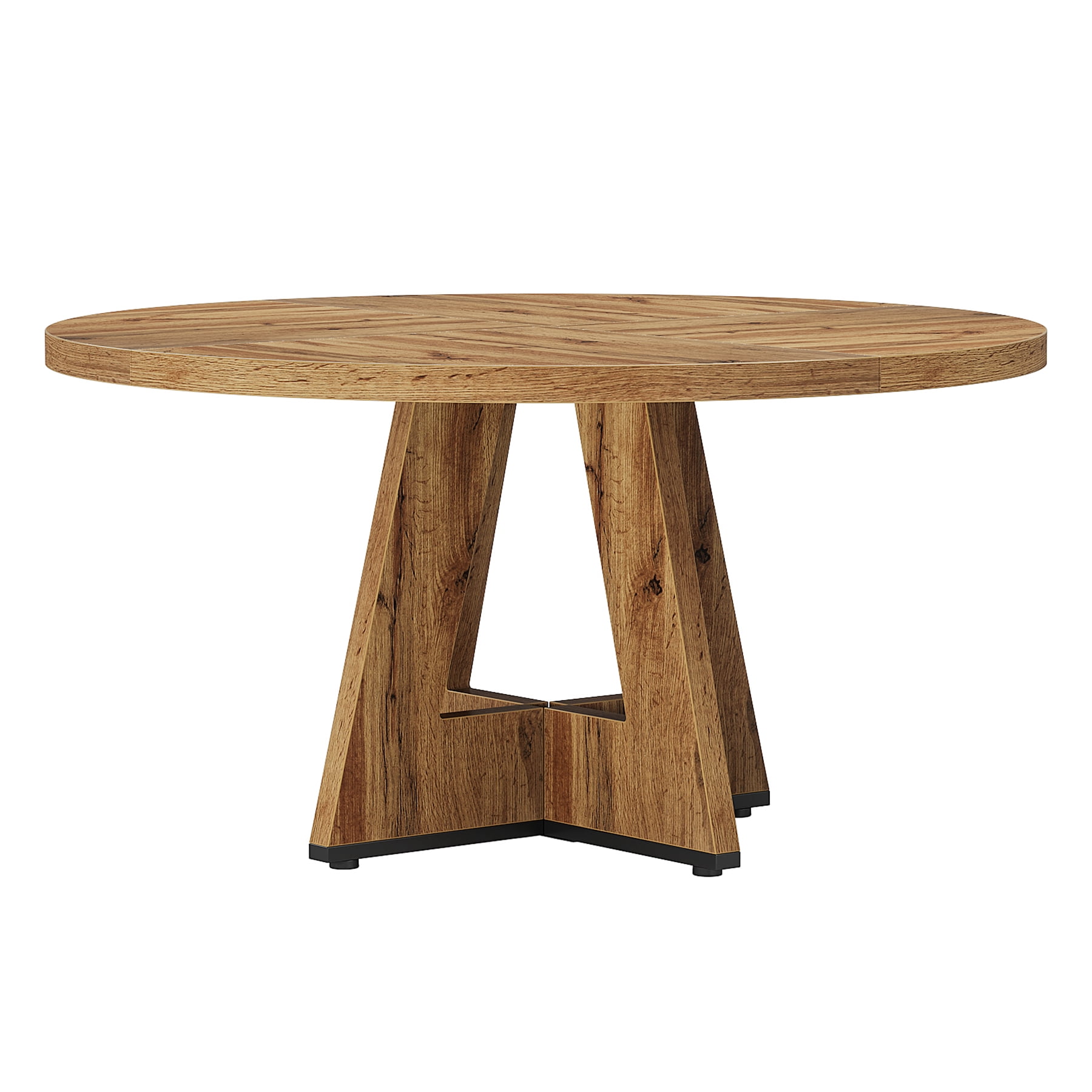 MAYEERTY 47 Inch Rustic Round Dining Table, 4-Person Farmhouse Table for Home Dining & Living Room