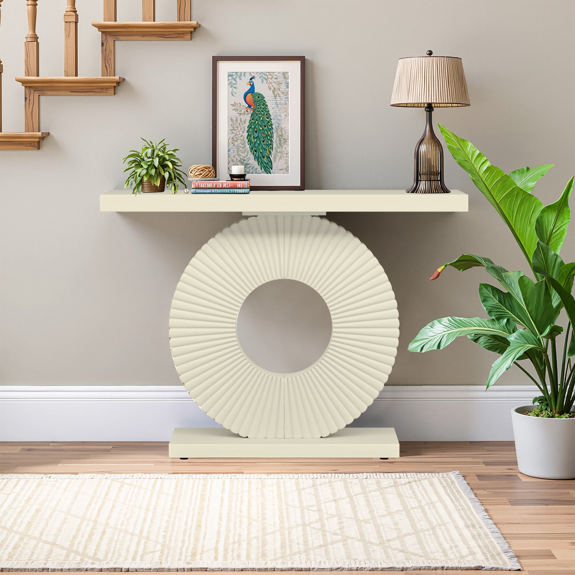 MAYEERTY 40 Inch Glam Console Table, 1.57" Thick Abstract Texture Top 120Lbs Load Capacity