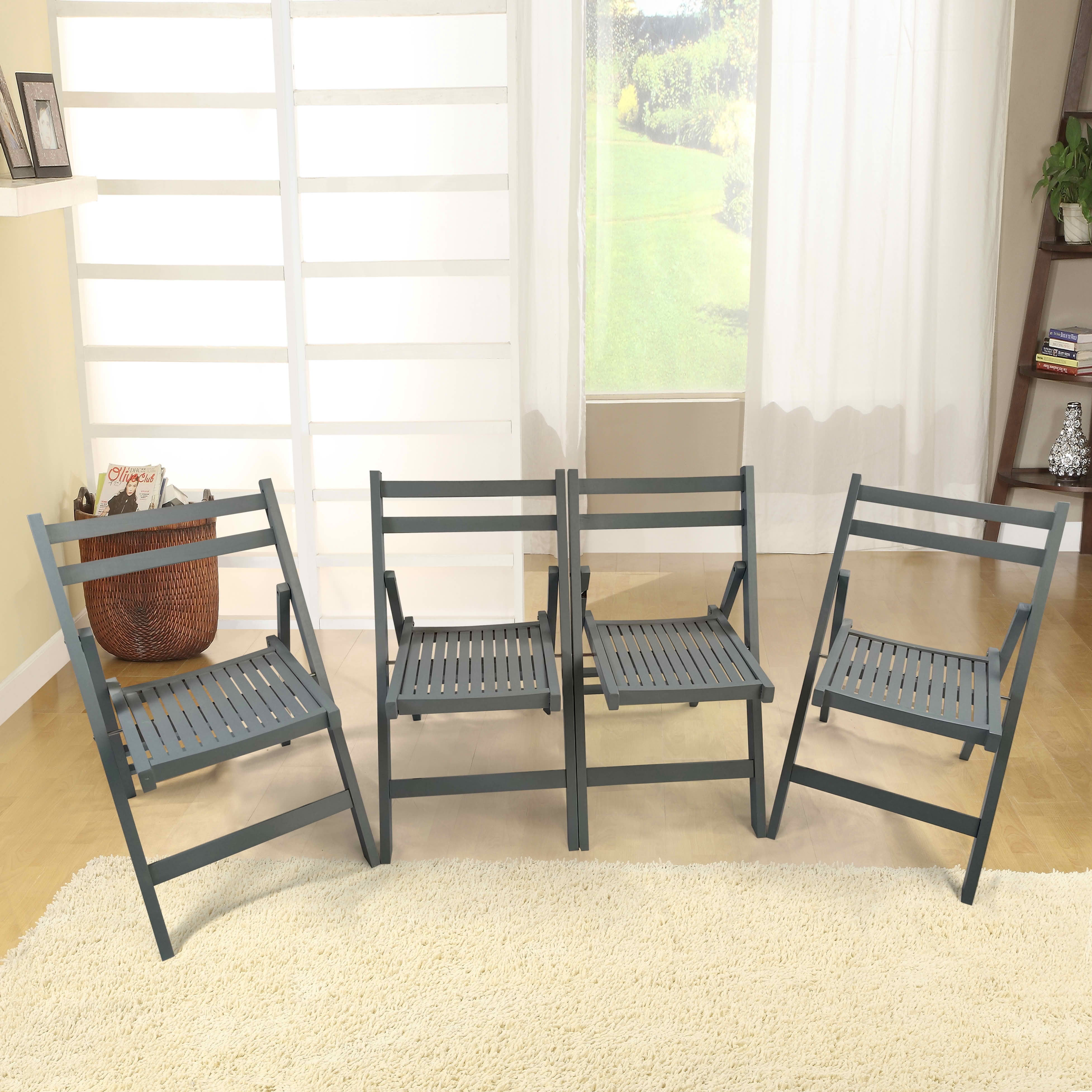MAYEERTY Set of 4 Honey Solid Wood Slatted Folding Chairs, Portable Foldable Event Dining Chairs for Indoor Outdoor Wedding Kitchen Balcony, Holds 200 LBS
