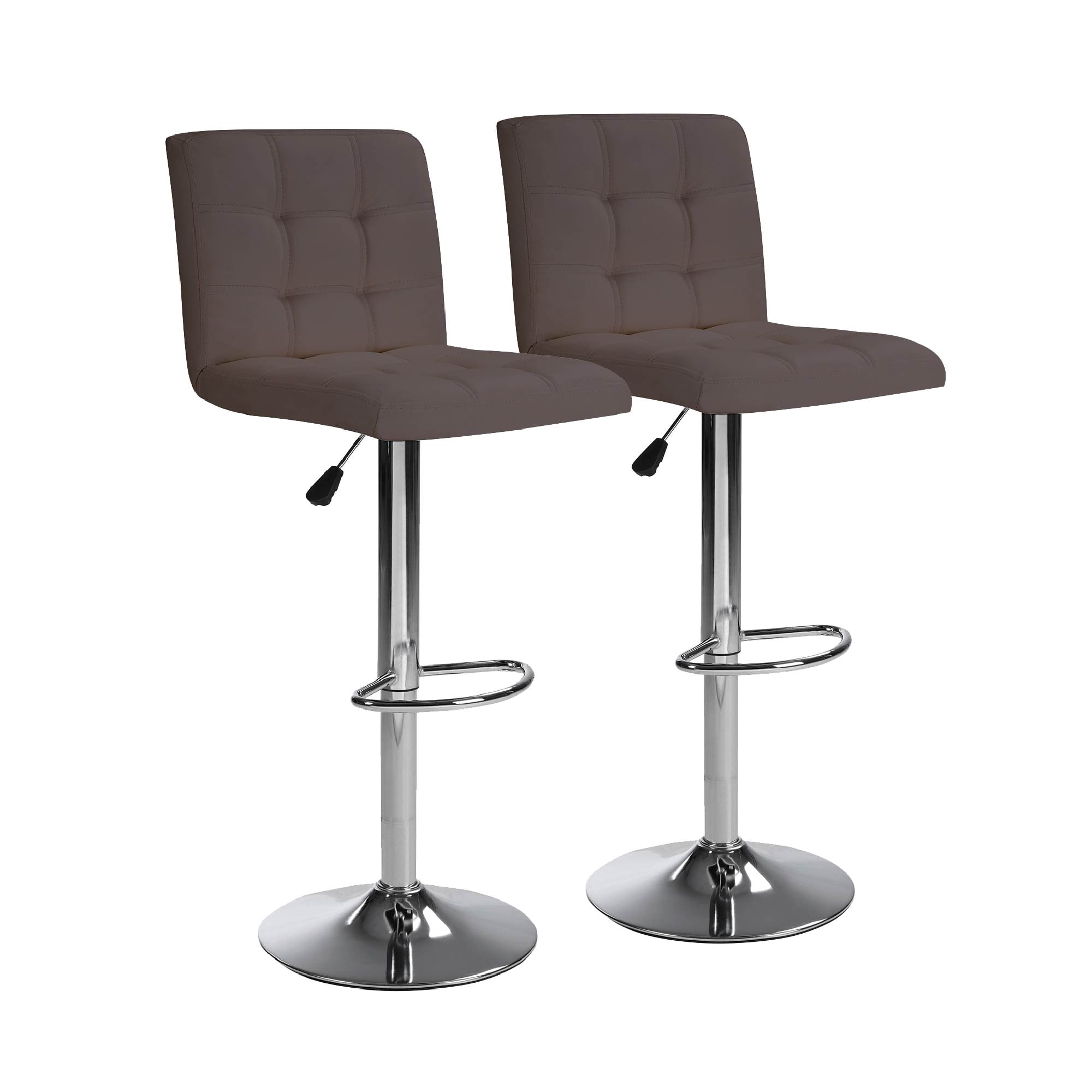 MAYEERTY Set of 2 Bar Stools, Adjustable Swivel Counter Height Stools,Brown