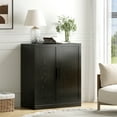 thumbnail image 1 of MAYEERTY Set of 2 Modern Black 36x31x16" Storage Cabinet with Adjustable Shelves and Cable Management, 1 of 6