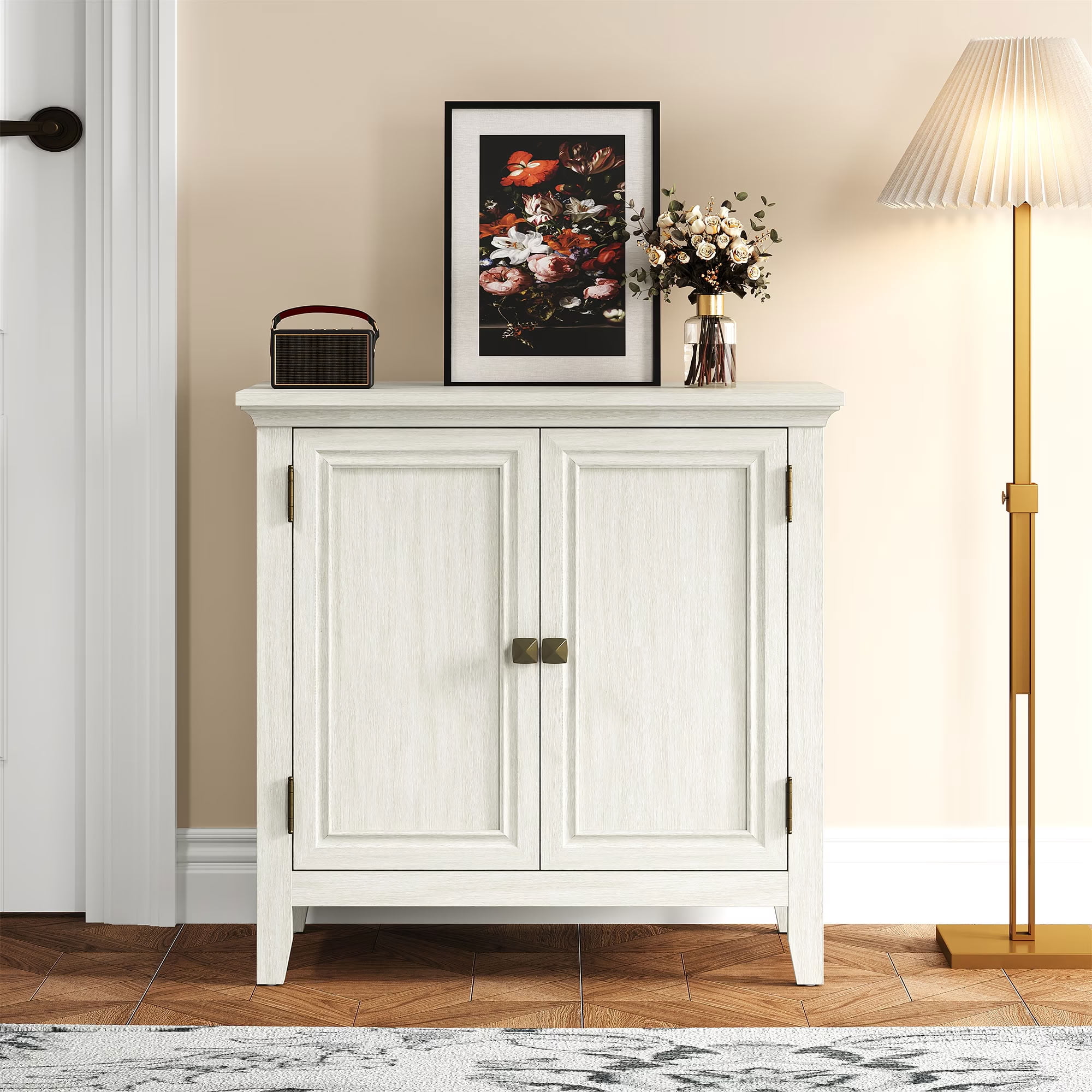 MAYEERTY Sideboard Buffet Cabinet with Rattan Doors, Boho Accent Storage Cabinet with Adjustable Shelf, for Dining Room, Living Room, Hallway