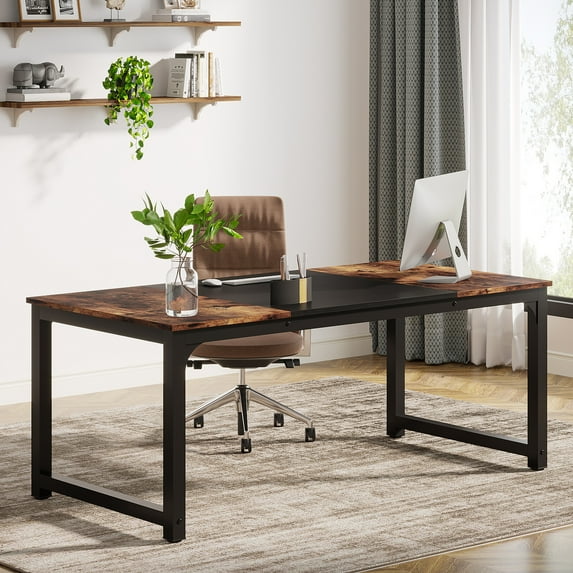 MAYEERTY 70.8" Compact Conference Table, 6 Seater Office Meeting Table with E1 Engineered Wood & Sturdy Metal Frame
