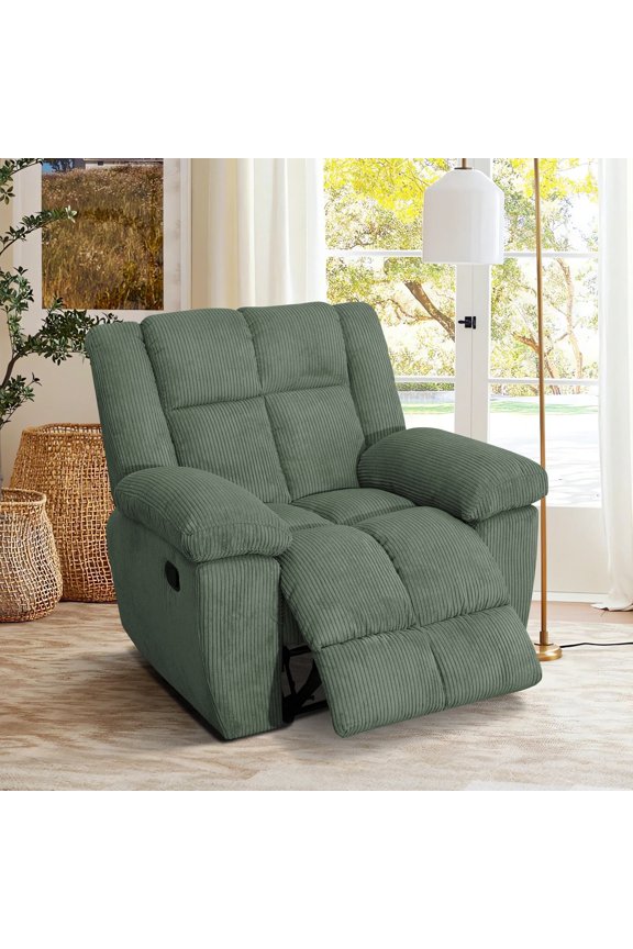 Single Recliner Chair, Corduroy Fabric Sofa with Adjustable Recline for Living Room Bedroom
