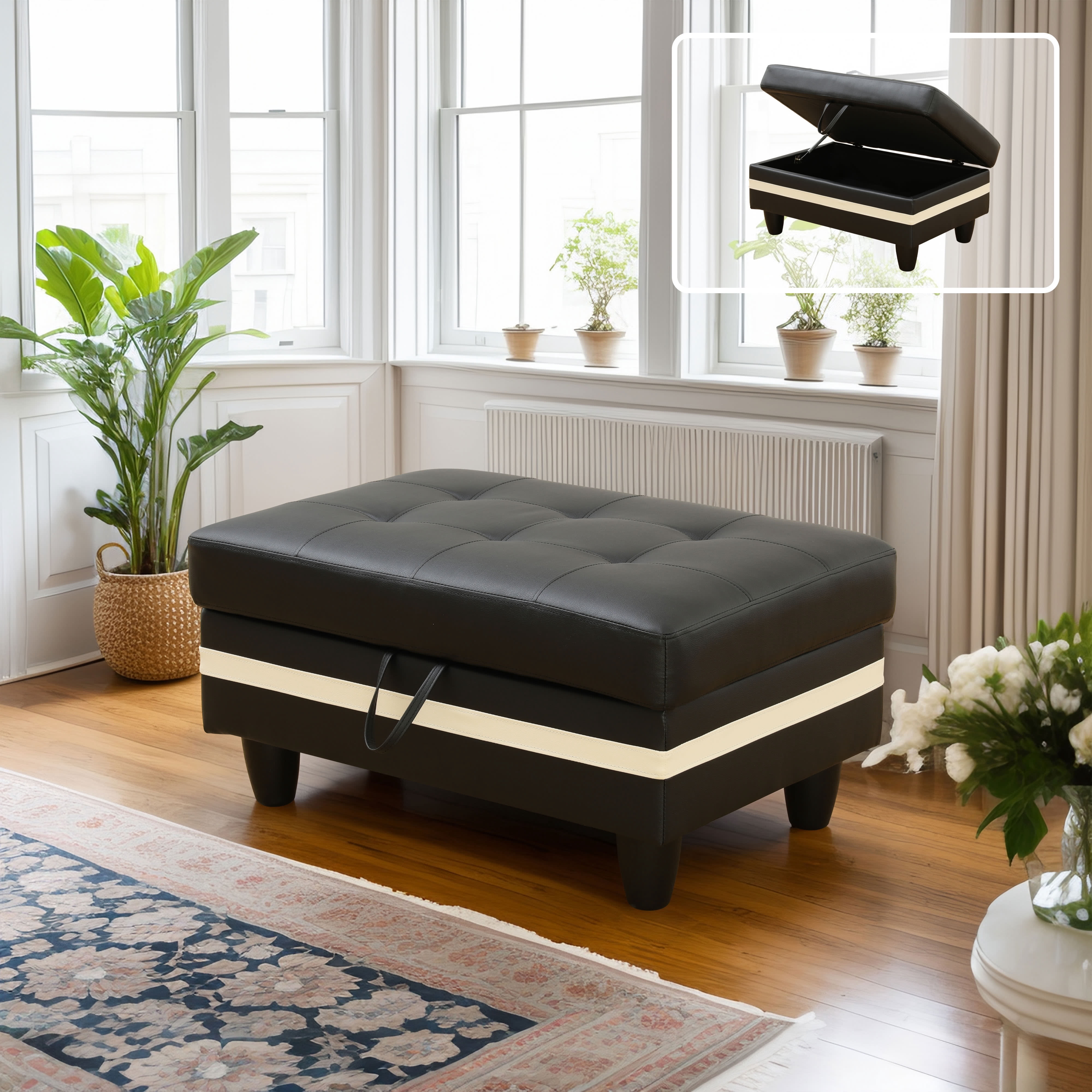 MAYEERTY Sofa Ottoman Footrest with Storage, Multi-Variant Foot Stool for Home, Bedroom, Living Room
