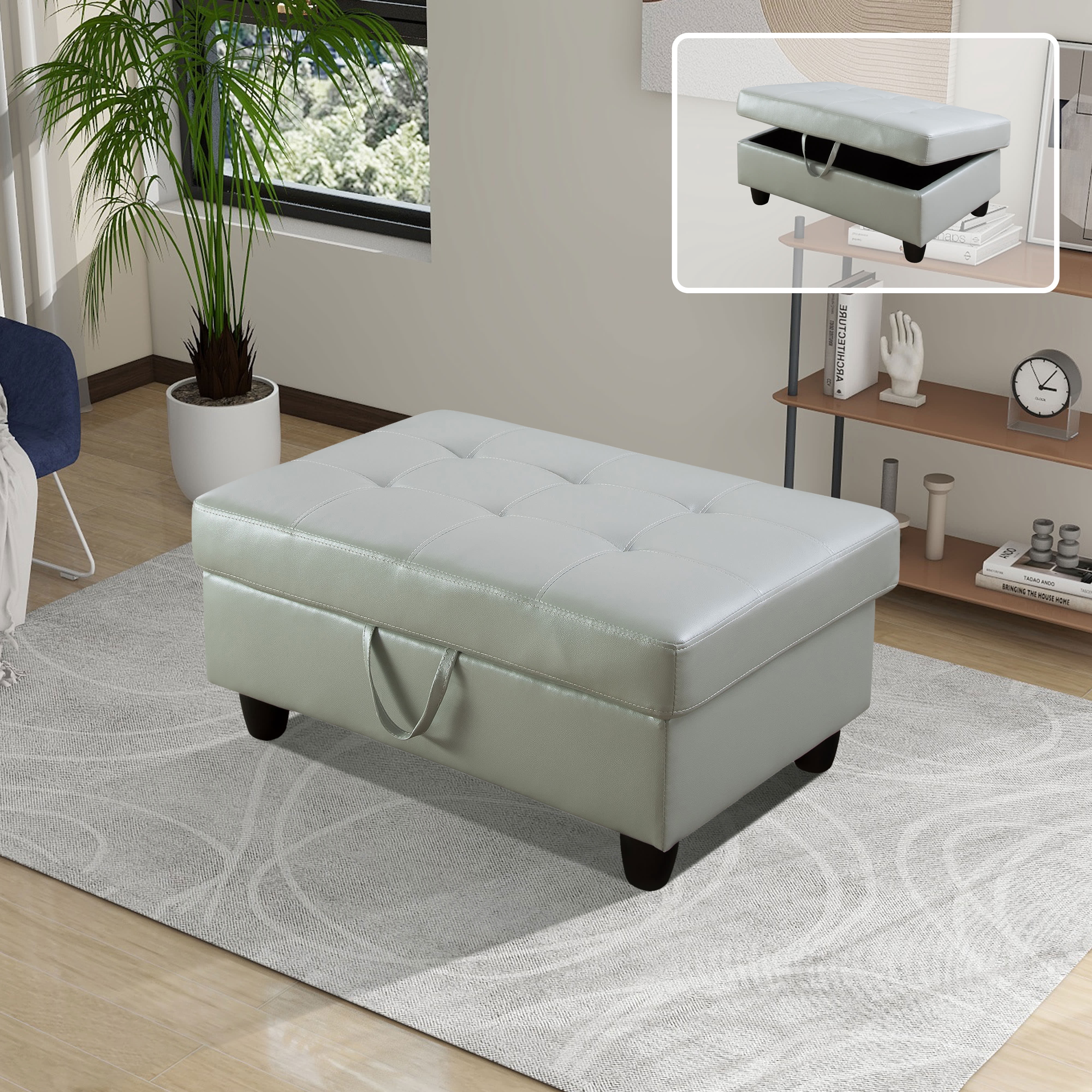 MAYEERTY Sofa Ottoman Footrest with Storage, Multi-Variant Foot Stool for Home, Bedroom, Living Room