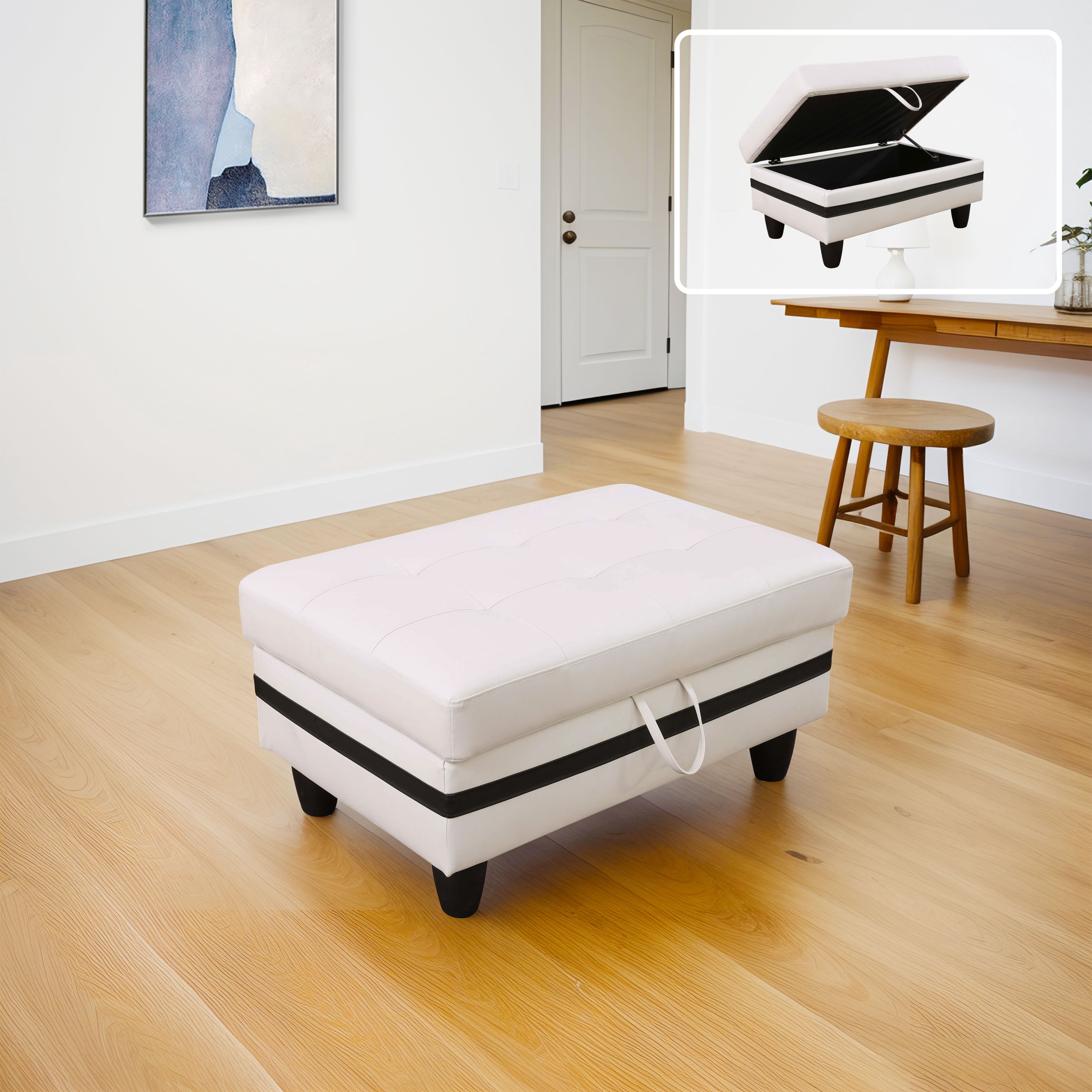 MAYEERTY Sofa Ottoman Footrest with Storage, Multi-Variant Foot Stool for Home, Bedroom, Living Room