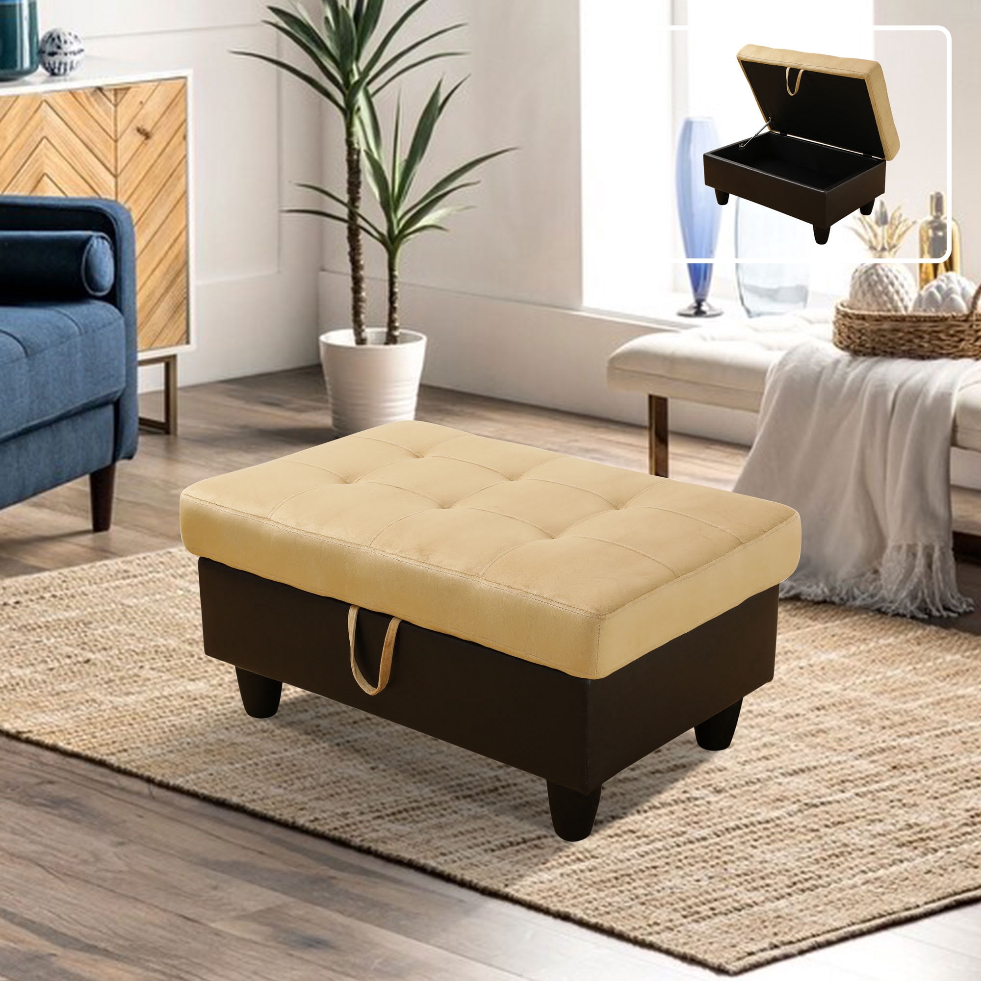 MAYEERTY Sofa Ottoman Footrest with Storage, Multi-Variant Foot Stool for Home, Bedroom, Living Room
