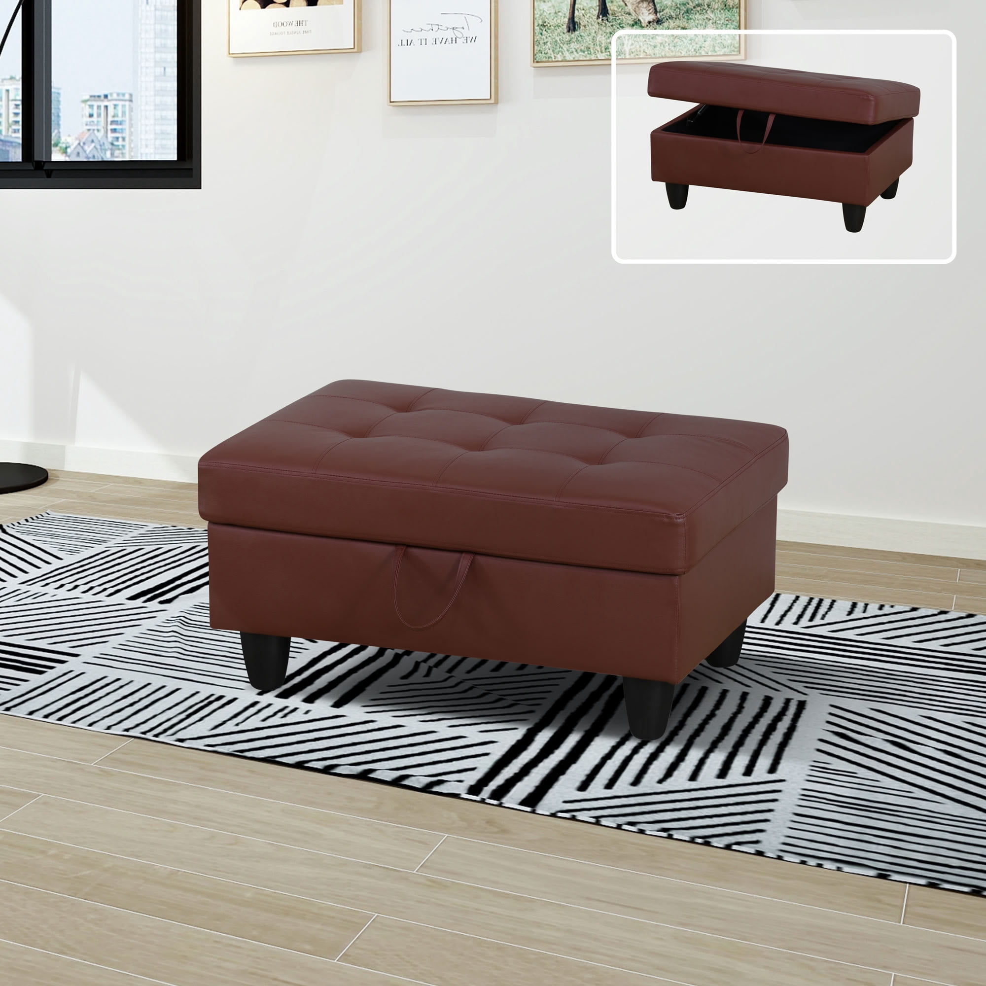 MAYEERTY Sofa Ottoman Footrest with Storage, Multi-Variant Foot Stool for Home, Bedroom, Living Room