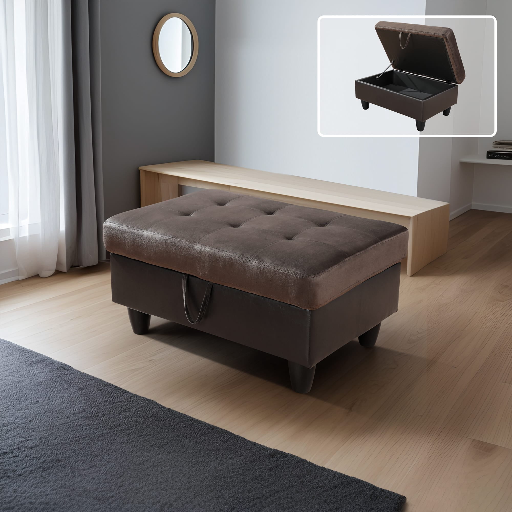 MAYEERTY Sofa Ottoman Footrest with Storage, Multi-Variant Foot Stool for Home, Bedroom, Living Room