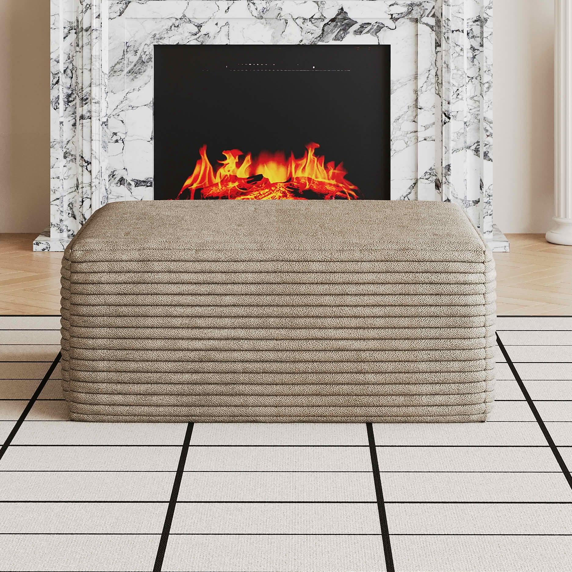 MAYEERTY Soft Upholstered Sofa Ottoman, Compressed Pack No Assembly Required, Plush Sponge Footrest Bench for Living Room Leisure Area