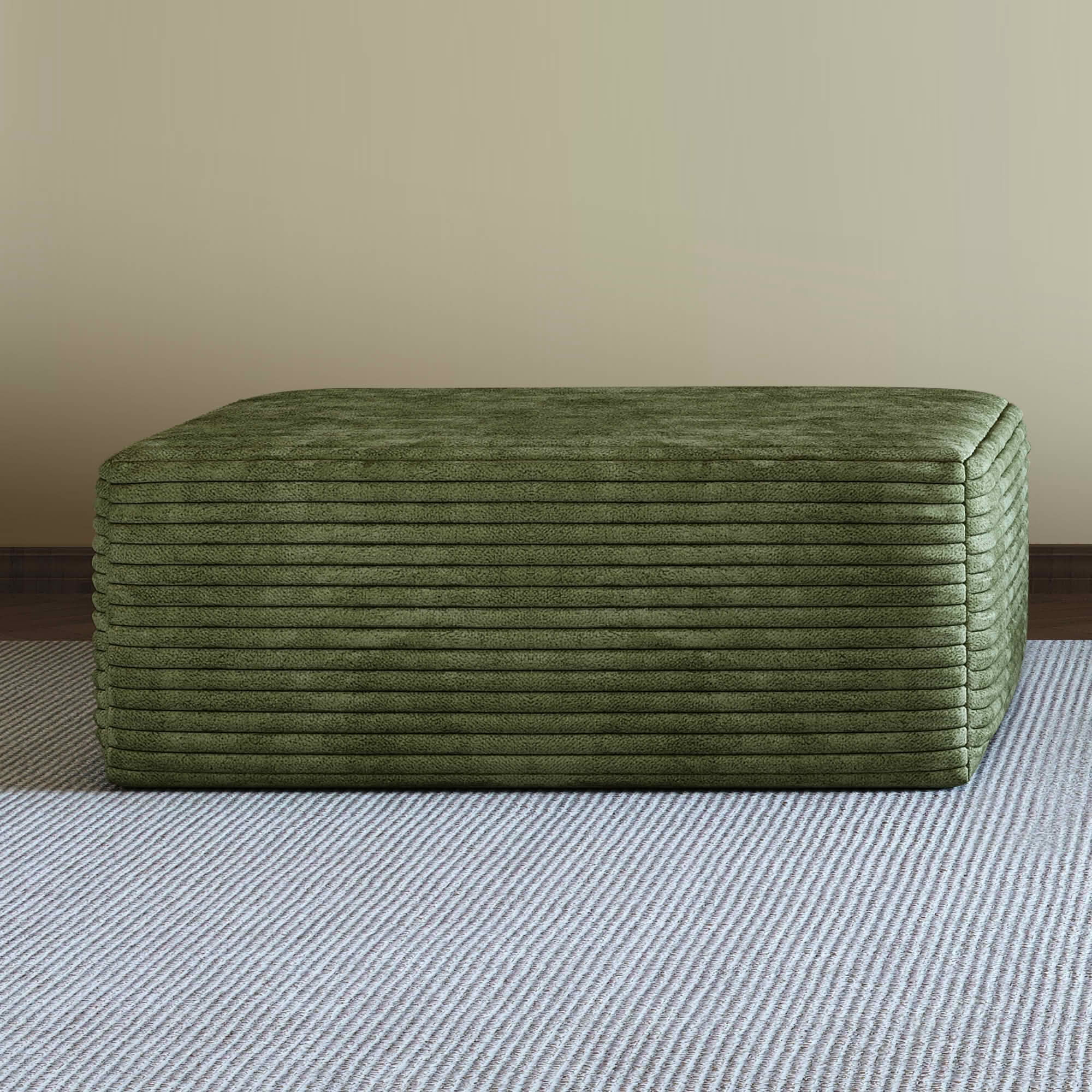 MAYEERTY Soft Upholstered Sofa Ottoman, Compressed Pack No Assembly Required, Plush Sponge Footrest Bench for Living Room Leisure Area