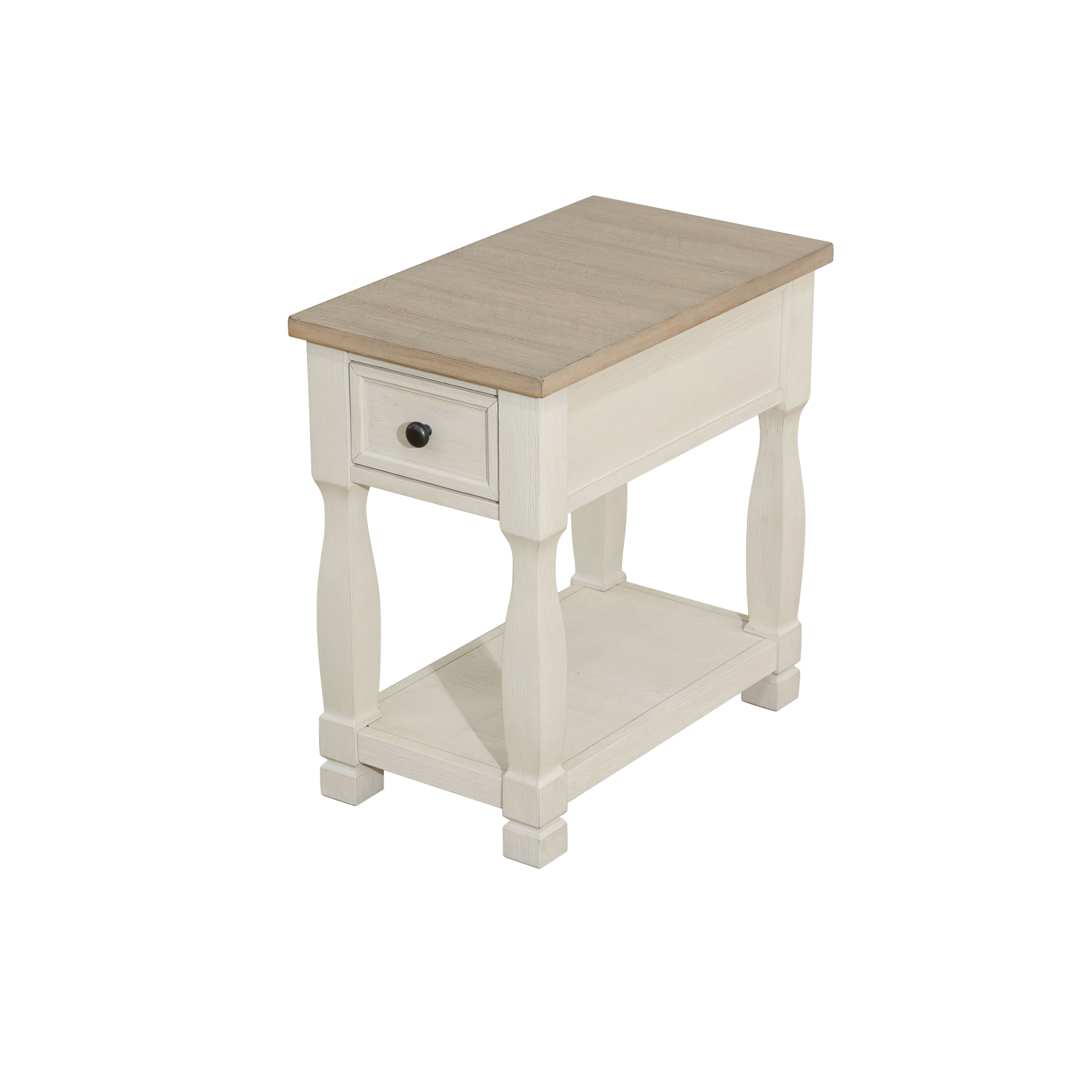 MAYEERTY Solid Wood Side Table with Drawer & Open Shelf, Rustic End Table Nightstand with Storage, for Living Room, Bedroom, Small Spaces