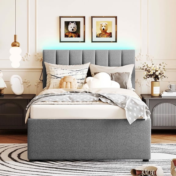 MAYEERTY Sturdy MDF & Particle Board Bed Frame with Extra Sleeping Space & Easy Assembly