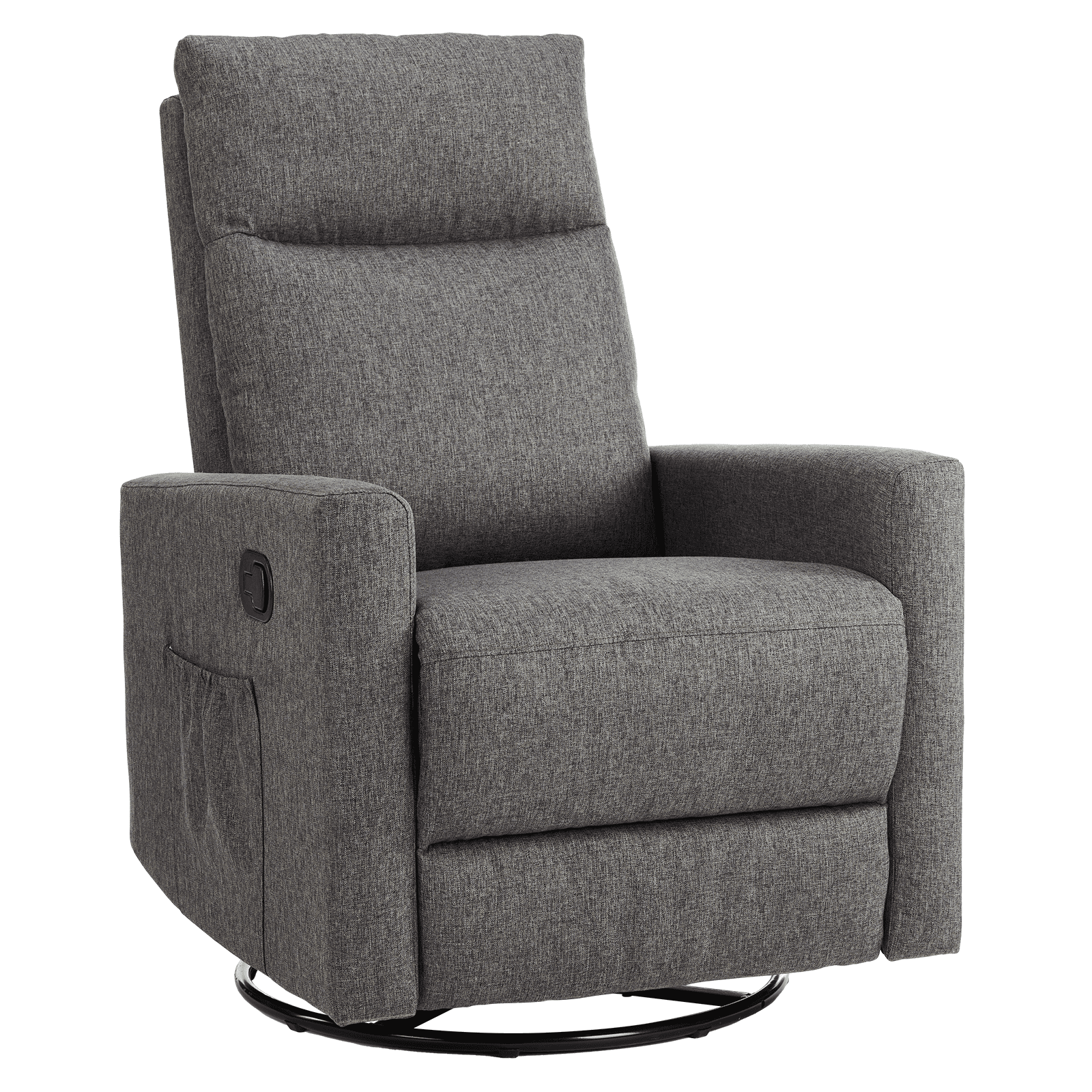 MAYEERTY 360° Swivel Rocking Recliner Chair, 95-160° Adjustable Backrest Linen Nursery Glider with Metal Base, 250lbs Capacity Easy Assembly