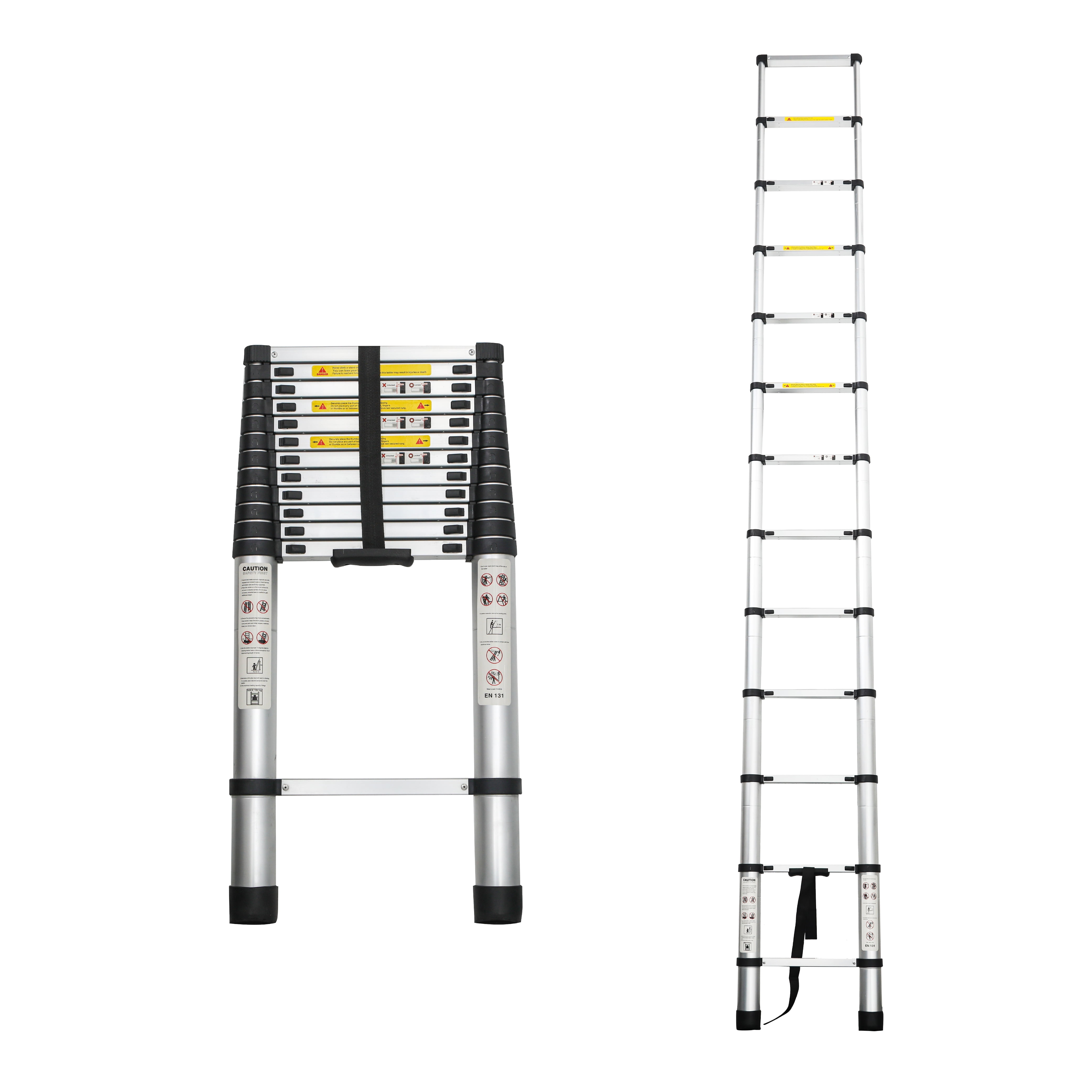 MAYEERTY Telescoping Ladder 12.5FT, Telescopic Extension Ladder, Aluminum Alloy Portable Folding Ladder for Indoor Outdoor, Heavy Duty 300 lbs Load