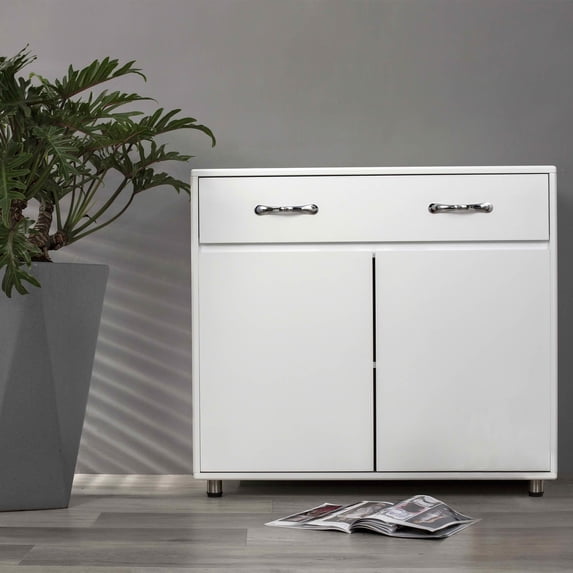 MAYEERTY Two Door Side Table White