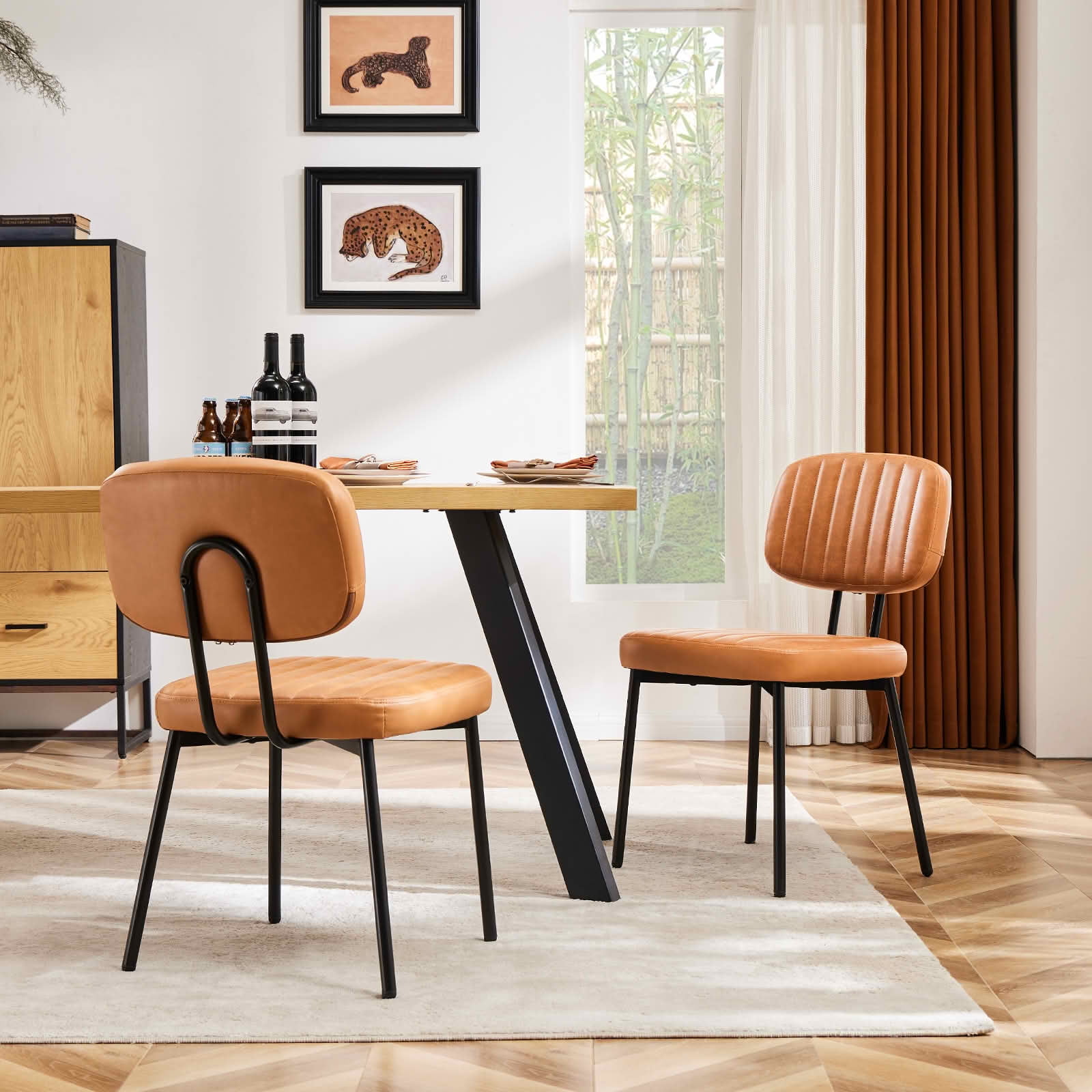 MAYEERTY Upholstered Dining Chairs, Mid Century Modern Dining Room Chairs for Vanity For Living Room Set of 2