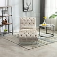 thumbnail image 1 of MAYEERTY Velvet Chaise Lounge Indoor,Button-Tufted Upholstered Chaise Lounge Chair with Pillow for Bedroom Living Room Office，Beige Velvet, 1 of 5