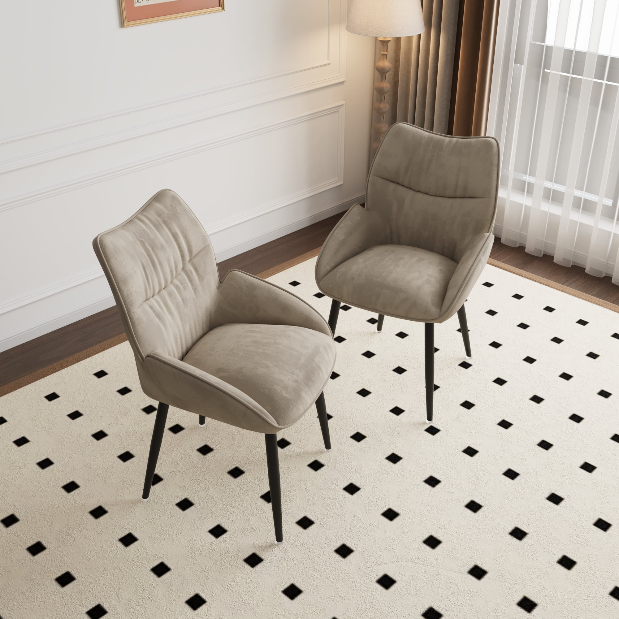 MAYEERTY Velvet Dining Chairs Set of 2 – Modern Grey Upholstery, Metal Frame, Ergonomic, for Dining Room & Restaurant