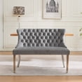 thumbnail image 1 of MAYEERTY Velvet Dining Loveseat Bench - 2-Seat, Tufted, Handmade Buttons, Wing Back, Brushed Silver Legs, Mid-Century Modern, Gray, Single Pack, 1 of 6